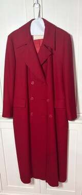Pendleton Wool Trench Coat Red Long Double Breasted 100% Virgin Wool
